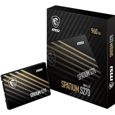 Abbildung von MSI Spatium S270 Sata 2,5 Zoll Festplatte 960 GB, 3D Nand, III, Lesegeschwindigkeit bis zu 500 MB/s, Schreibgeschwindigkeit 450 MB/s