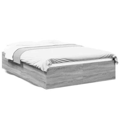 Abbildung von vidaXL Bettgestell, Bett Doppelbett für Schlafzimmer, Bettrahmen mit Lattenrost, Schlafzimmerbett Modernes Design, Grau Sonoma 120x200cm Holzwerkstoff