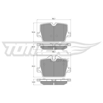 Abbildung von TOMEX brakes TX 19 73 Bremsbelagsatz Hinterachse exkl. Verschleißwarnkontakt BMW: 3 Limousine, Touring, 2 Coupe, TOYOTA: Supra V