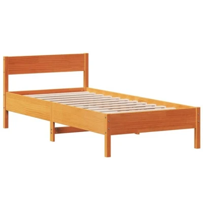 Abbildung von vidaXL Bett Massivholzbett ohne Matratze Wachsbraun 75x190 cm Kiefernholz