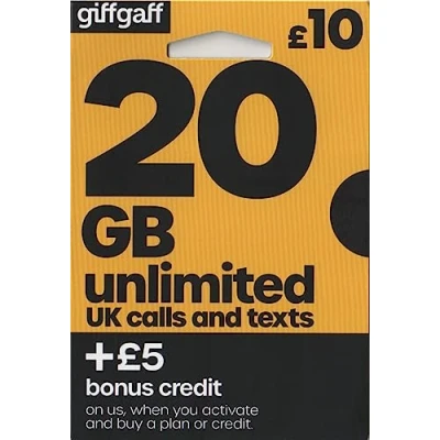 Abbildung von Giffgaff 4G Trio/Multi SIM Karte (komplett vorgeladen mit £5 Guthaben) + inkl. Adapter für unbegrenzte Anrufe, SMS und Daten; passend alle Geräte.