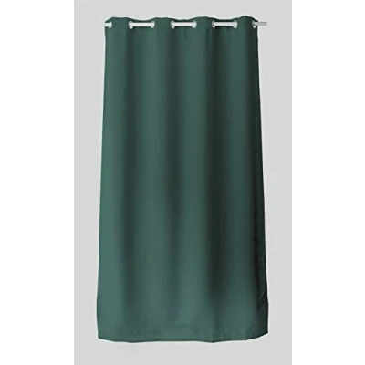 Abbildung von ED ENJOY HOME Dekorativer Vorhang mit silberfarbenen Ösen, 140 x 240 cm, Dunkelgrün, 100% Polyester, satiniert, Kollektion Basic