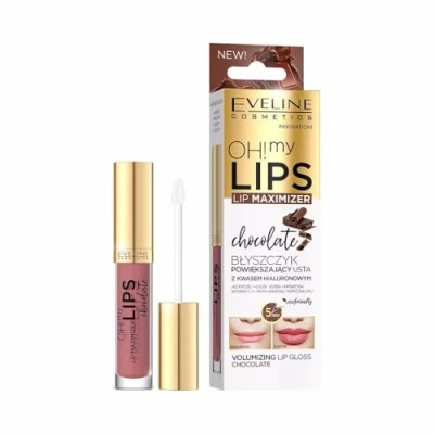 Abbildung von Eveline Cosmetics Oh! My Lips Volumizing Lip Gloss mit Chili Extrakt und Hyaluronsäure für vollere, hydratisierte Lippen Schokoladenduft