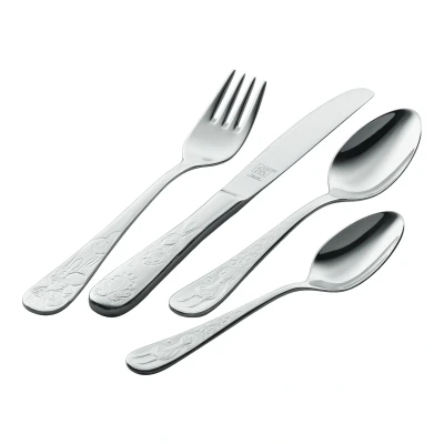 Abbildung von ZWILLING Grimms Märchen Kinderbesteck Set, 4 teilig, mit eingeprägten Motiven, Für Kinder ab 3 Jahren, 18/10 Edelstahl