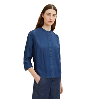 Abbildung von TOM Tailor Hemdbluse, Damen, Größe: 34, Clean mid stone blue denim