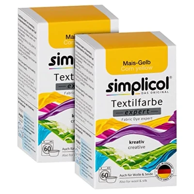 Abbildung von simplicol Textilfarbe expert Mais Gelb 1749, 2er Pack: Farbe für kreatives, einfaches Färben in der Waschmaschine oder manuell