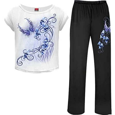 Abbildung von Spiral Bluebell Fairy Schlafanzug Set im Gothic Stil 4 teiliges Schwarz XL