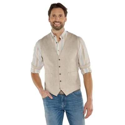 Abbildung von engbers Herren Sakko Weste mit Leinenanteil, 36558, Beige in Größe 56