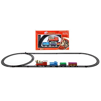 Abbildung von Mini Zug 11 teilig Weihnachten Eisenbahn mit Lokomotive, 3 Waggons und 7 Schienen Gesamtgröße ca. 78x28 cm