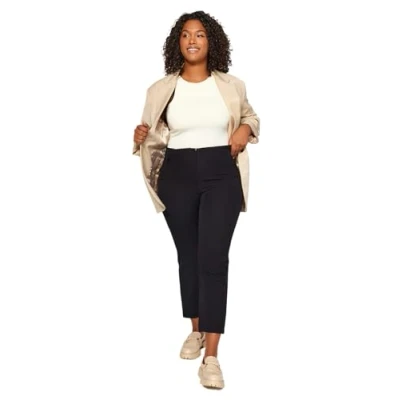 Abbildung von TRENDYOL Damen Plus Size High Waist Cigarette Pants Hose Täglich, Schwarz, 48