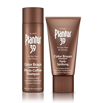 Abbildung von Plantur 39 Color Braun Phyto Coffein Shampoo 1 x 250 ml Farb Spülung 150 für braunes Haar kaschiert graue und hellen Haaransatz