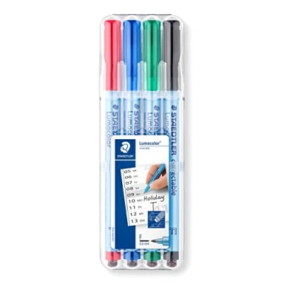 Abbildung von STAEDTLER Folienstift Folienstifte 305F WP4 1 4er Etui Lumocolor correctable korrigierbar, trocken abwischbar