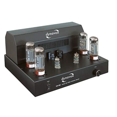 Abbildung von Dynavox Röhrenvollverstärker VR 70E II schwarz, HiFi Verstärker für warmen Röhren Sound, Vintage Design mit abnehmbaren Schutzgitter