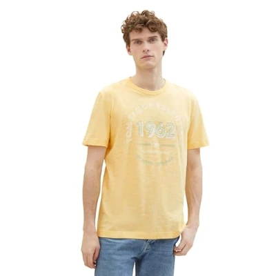 Abbildung von TOM Tailor MIT LOGO Tshirt print, Herren, Größe: Medium, Sunny yellow finestripe