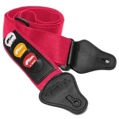 Abbildung von Tiger STP4 PK Plektren Gitarrengurt Rosa