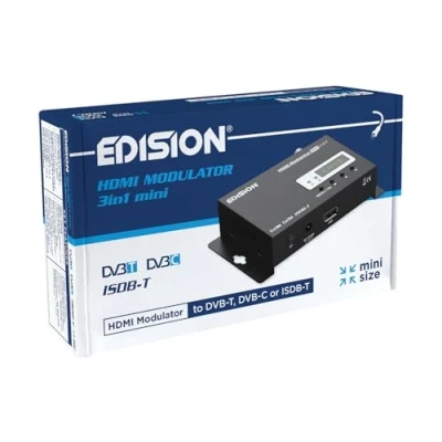Abbildung von EDISION HDMI Modulator 3in1 Mini, auf Kabel DVB C, Terrestrisch T oder ISDB T, Full HD Verteilung über Koaxial, Mini Größe, LED Display, Schnelle Konfiguration, Plug &amp; Play