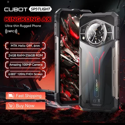 Abbildung von Cubot KingKong AX 6,6&quot; FHD+ 120Hz Smartphone, 12GB und 256GB, 100MP Kamera, 5100mAh Akku, Android 14, OctaCore Prozessor, Schwarz