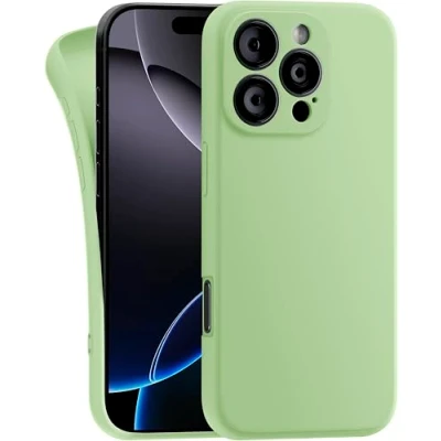 Abbildung von MyGadget Hülle kompatibel mit iPhone 16 Pro robuste Handyhülle TPU Case Slim Silikonhülle Back Cover Kratzfest Schutzhülle Matt Grün