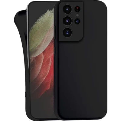 Abbildung von MyGadget Hülle kompatibel mit Samsung Galaxy S21 Ultra robuste Handyhülle TPU Case Slim Silikonhülle Back Cover Kratzfest Schutzhülle Matt Schwarz