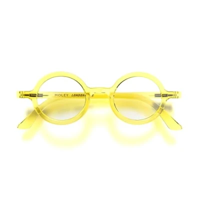 Abbildung von LONDON MOLE Brillen Moley Lesebrille Runde Coole Leser Stilvolle Herren Damen Unisex Federscharniere Transparentes Rot + 1,5 Vergrößerung