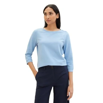 Abbildung von TOM Tailor Langarmshirt, Damen, Größe: Medium, Light fjord blue