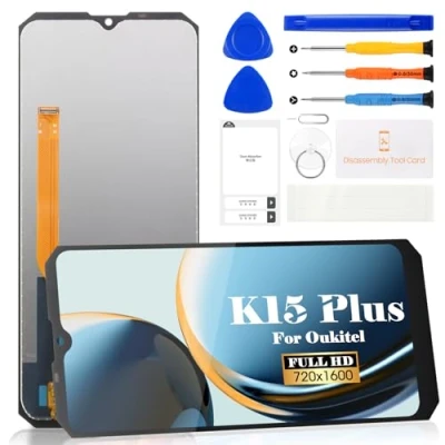 Abbildung von Ersatz LCD Bildschirm für Oukitel K15 Plus Display Touch Digitizer Montage Reparaturteil Sets (schwarz, ohne Rahmen)