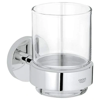 Abbildung von Grohe Zahnputzbecher Essentials, Glas mit Halter Chrom