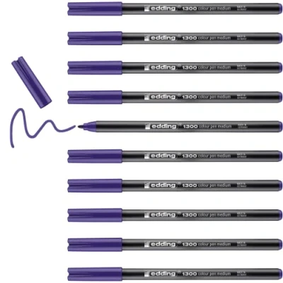 Abbildung von edding 1300 Fasermaler medium violett 10 Stifte Rundspitze 2 mm Filzstift zum Zeichnen und Schreiben für Schule, Mandala, Bullet Journal
