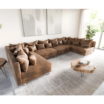 Abbildung von Wohnlandschaft Clovis XL Braun Antik Optik Modulsofa