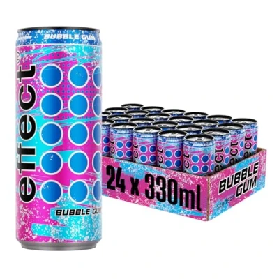 Abbildung von Effect BUBBLE GUM Energy Drink 24 x 0,33l Dose Mit dem Geschmack eines intensiv süßen Kaugummis Angenehme Erfrischung an heißen Tagen Kindheitserinnerungen