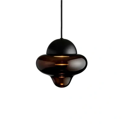 Abbildung von LED Hängeleuchte Nutty, braun / schwarz, Ø 18,5 cm, Glas