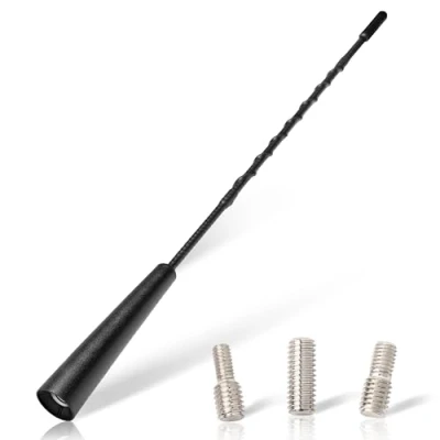 Abbildung von Villkin 30cm Autoantenne Dachantenne für optimalen AM/FM Empfang mit M4, M5, M6 Gewinde auch als Ersatz 40cm Antenne (Schwarz, 1er Set)