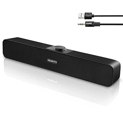 Abbildung von HEANTTV Computer Lautsprecher, 2.0 Bar PC Soundbar Hi Fi Stereo Sound, USB Betrieb, Lautsprecher für PC, Monitor, Laptop, Musik, Ps5, Ipad, Tablet, Smartphone