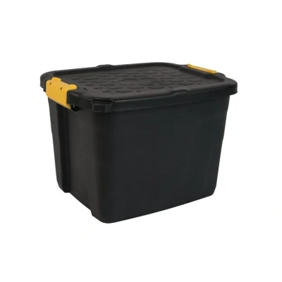 Abbildung von Strata Heavy Duty Aufbewahrungsbox, Secure Stackable Case 42 Liter 50x40x35cm Beständig gegen 410 kg schwarz/gelb