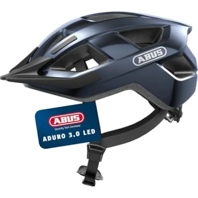 Abbildung von ABUS Fahrradhelm Aduro 3.0 LED Sportiver City Helm in stilvollem Design für alltägliche und sportliche Touren mit Rücklicht Damen Herren Größe S, Blau