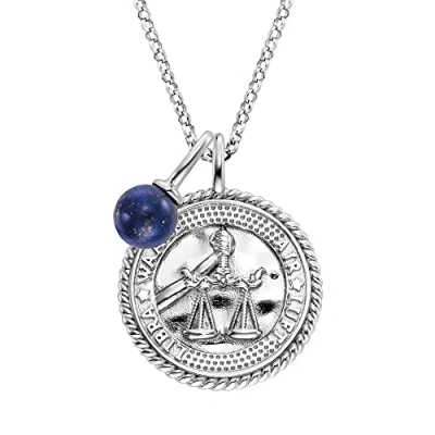 Abbildung von Engelsrufer Damen Halskette aus Sterling Silber und Sternzeichen Waage Anhänger besetzt mit 2 Zirkonia Steinen einem Lapislazuli Stein Länge: 50cm