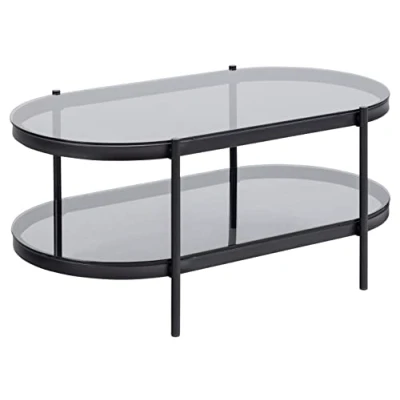 Abbildung von ACTONA GROUP Couchtisch in Grau, Glas, Stahl 95x42x50cm (BxHxT)