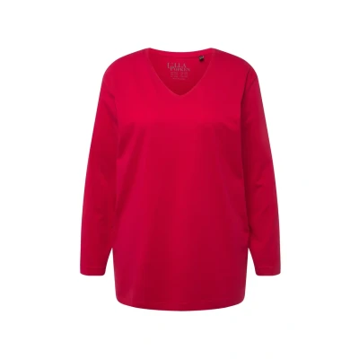 Abbildung von Ulla Popken, Damen, große Größen, Basic V Shirt, Langarm