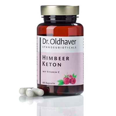 Abbildung von Dr. Oldhaver Himbeer Keton (60 Kapseln), Laktosefrei &amp; Glutenfrei, Frei von Farbstoffen, Premium Qualität, Mit Vitamin C für den Energiestoffwechsel