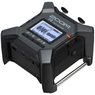 Abbildung von Zoom F3 Kompakter High End 2 Spur Fieldrecorder, 192 kHz 32 Bit Float Aufzeichnung, Dual AD Wandler, XLR Eingänge, professionelle Podcasts, Interviews, Live Recording, anthrazit