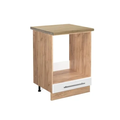 Abbildung von Vicco Herdumbauschrank Fame Line, Weiß Hochglanz/Goldkraft Eiche, 60 cm, AP Eiche