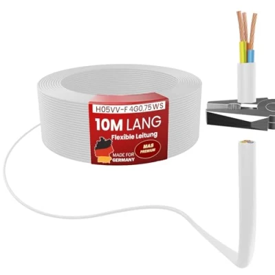 Abbildung von MAS Premium Von 5 bis 100m Kunststoffschlauchleitung H05VV F 2, 3 oder x0,75; x1; x1,5 x2,5 und 4G0,75 Flexible Leitung Kabel Gerätekabel (H05VV WS, 10m)