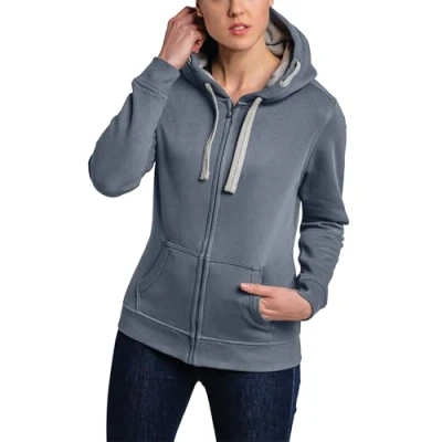 Abbildung von HRM Damen Hooded Jacket I Premium Kapuzenjacke mit Kontrast Innenfutter Basic Hoodie Reißverschluss Zip Hochwertige &amp; nachhaltige Oberteile