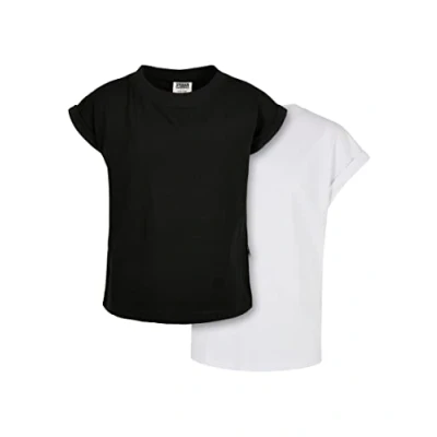 Abbildung von Urban Classics Organic Extended Shoulder 2PACK Tshirt basic für Kinder, Größe: 110/116, Black white