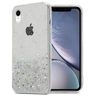Abbildung von Cadorabo Hülle kompatibel mit Apple iPhone XR Rundumschutz TPU Silikon Case Mädchen Glitzer Strass Design Slim Kratzfest Weiche Gummi Bling Schutzhülle für in Transparent
