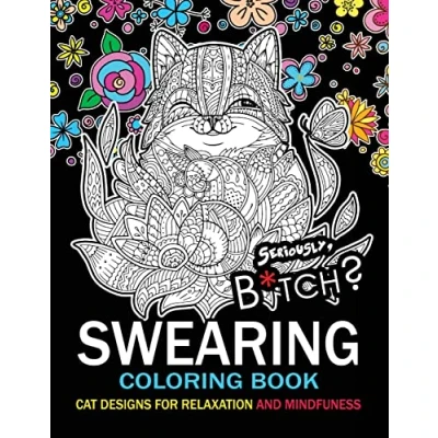 Abbildung von Swearing coloring book: An Adult book : Cat design with swear word and flower