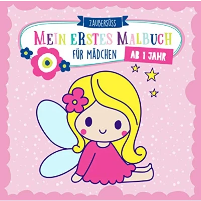 Abbildung von Mein erstes Malbuch ab 1 Jahr für Mädchen: Ausmalen und kritzeln der ersten Wörter Mädchen mit Einhorn, Fee, Prinzessin, Meerjungfrau vielen mehr