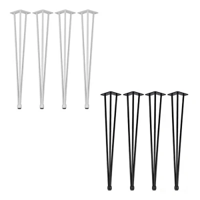 Abbildung von Natural Goods Berlin 4X Hairpin Legs Adjustable Tischbeine Höhenverstellbar 12mm Stahl Esstisch, Schreibtisch, Tischgestell, Tischkufen DIY (40cm 3 Streben Sitzbank/Couchtisch, Schwarz)