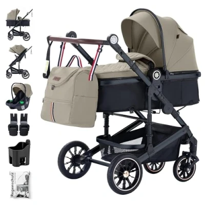 Abbildung von Daliya® Kombi Kinderwagen NEOMOVE 3in1 mit i Size Babyschale &amp; Buggy, (Reise Set, 10 tlg), Babyschale, Alu Rahmen, Großer Einkaufskorb
