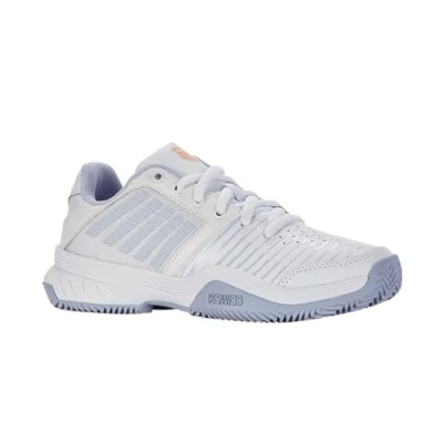 Abbildung von K SWISS Court Express Tennisschuh für Sandplätze, Damen, Größe: 42, White/heather/peach fuzz Schuhe